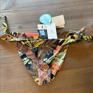 Volcom Tropical Print Bikini Bottom - Black and Orange